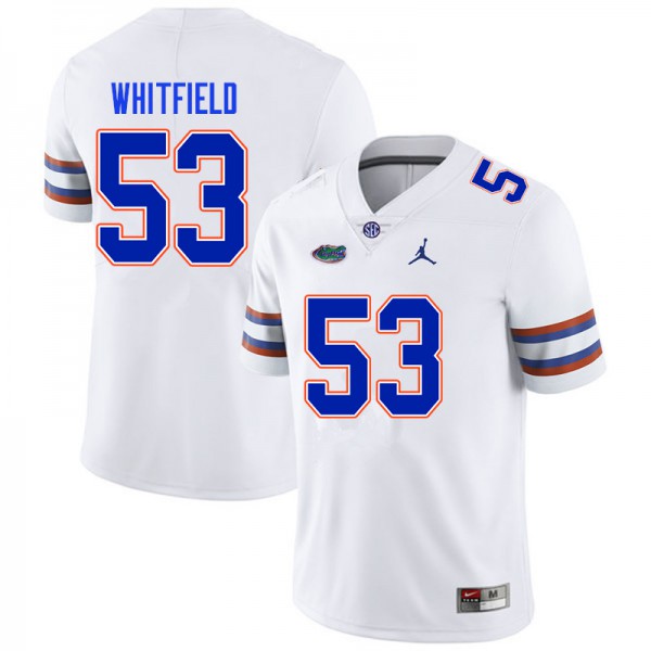 Men #53 Chase Whitfield Florida Gators College Football Jersey White